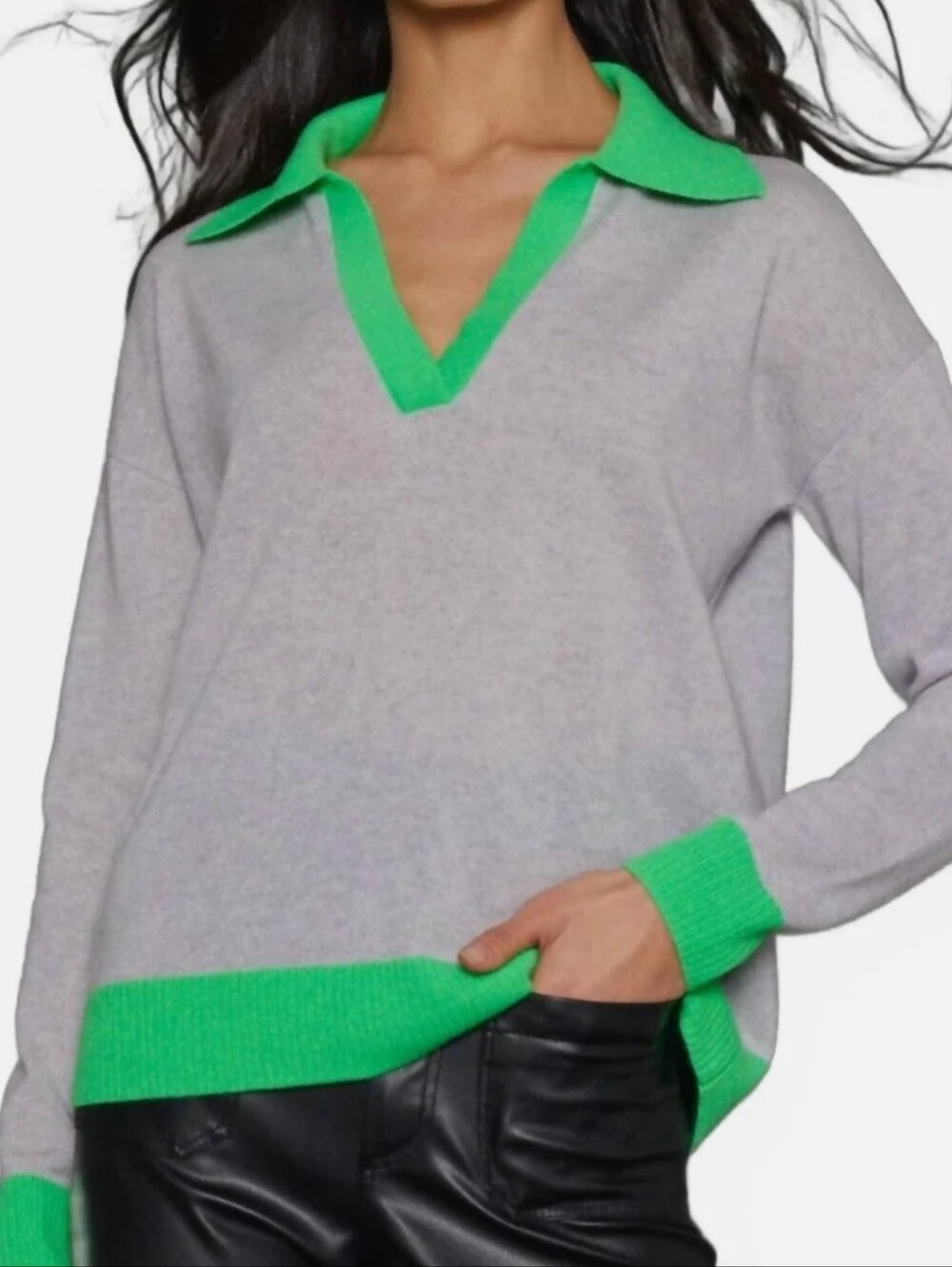 Lisa Todd Colour Pop, 100% Cashmere Sweater, Silver Mist